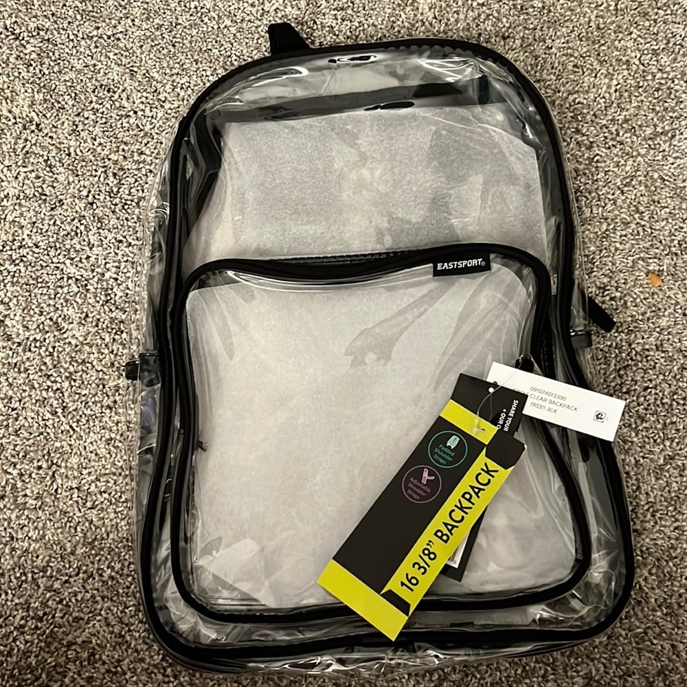 Brand new Eastport CLEAR backpack. Standard 16 3/8” size